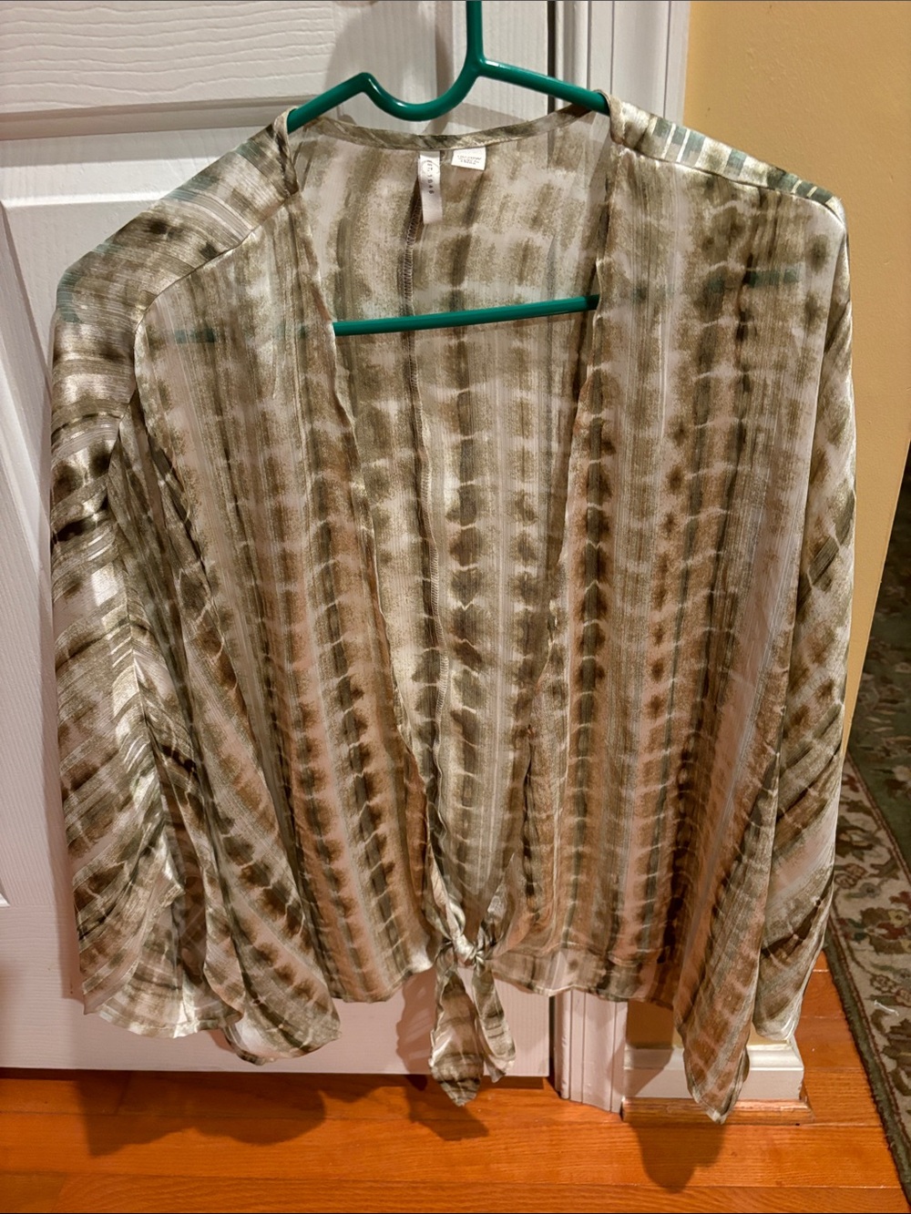 Lightweight Olive Cream Tie-Front Women's Top EST 1948